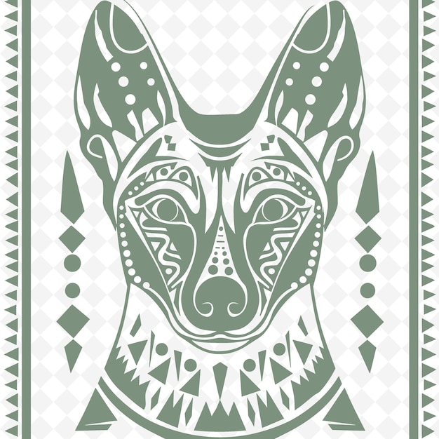 PSD dingo line art with australian desert elements and unique pa outline scribble arts of nature decor