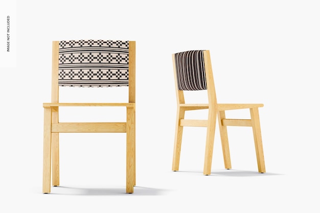 PSD dining armless chairs mockup, front and side view