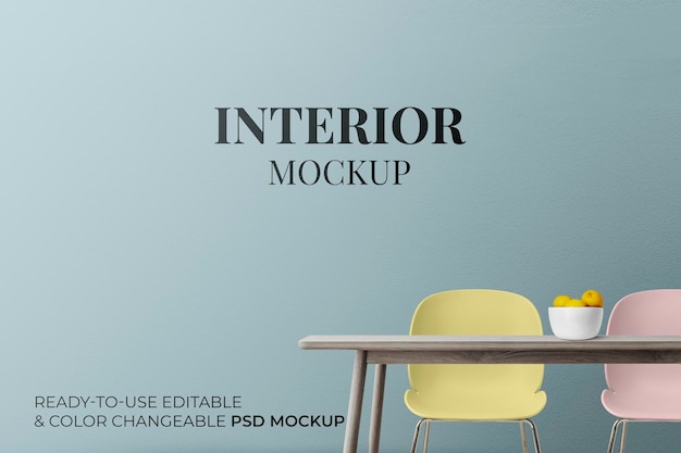 Dining room interior mockup psd contemporary scene design