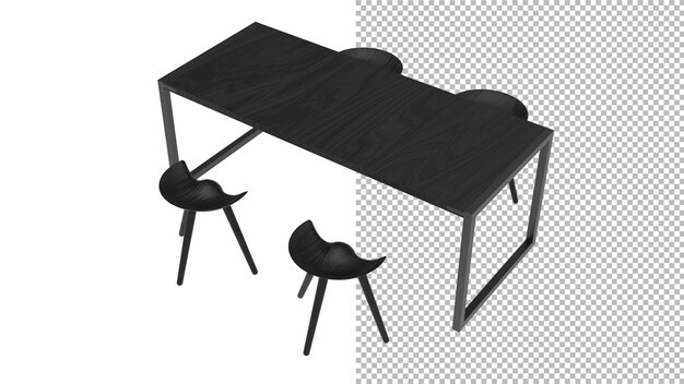 PSD dining table with chair top view without shadow 3d render