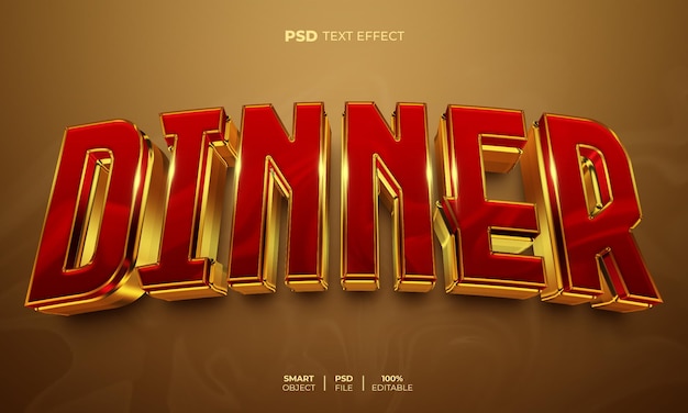 PSD dinner 3d editable text effect