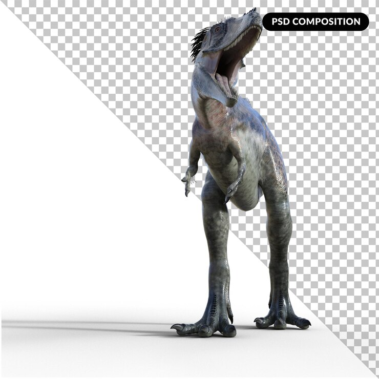 PSD dinosaur med skygge isolert 3d-rendering