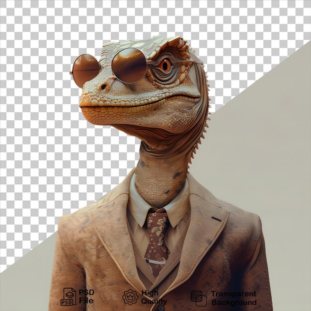 PSD dinosaur wearing a business suit isolated on transparent background include png file