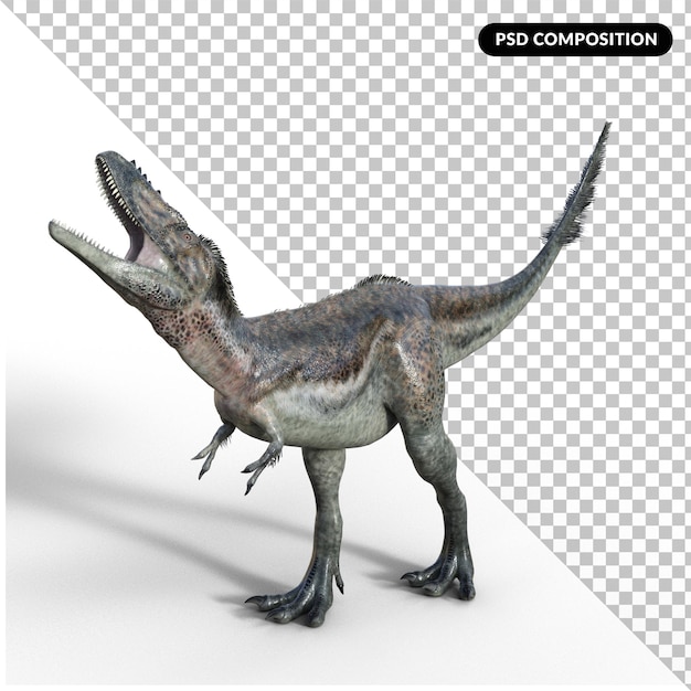 PSD dinosaur with shadow isolated 3d