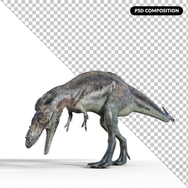 PSD dinosaur with shadow isolated 3d