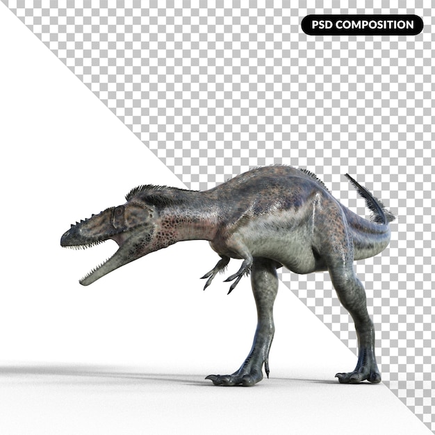 PSD dinosaur with shadow isolated 3d