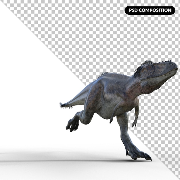 PSD dinosauro con ombra isolata 3d