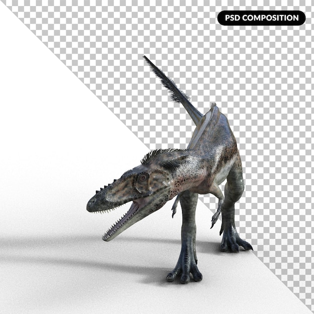 PSD dinosaur with shadow isolated 3d