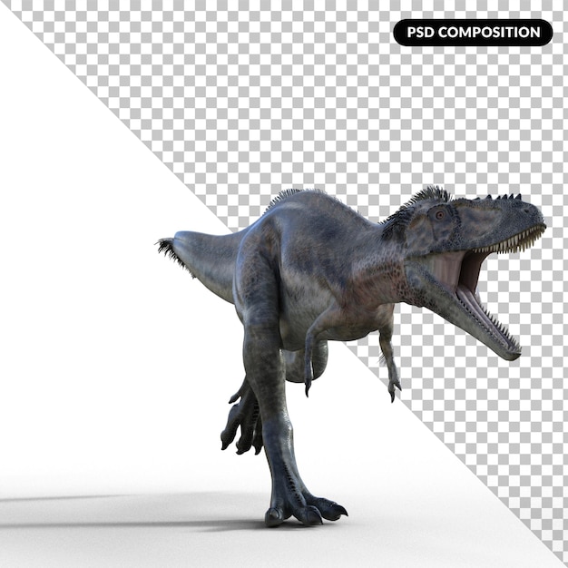 PSD dinosaurus met schaduw geïsoleerde 3d