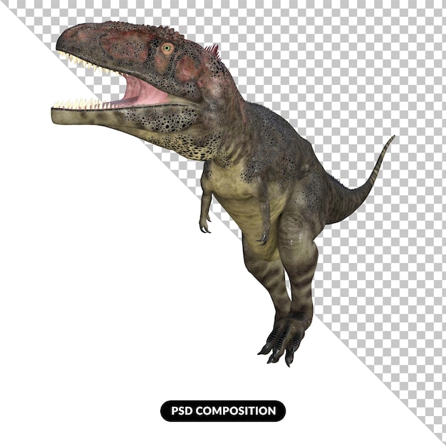 PSD dinozaur mapusaurus na białym tle renderowania 3d