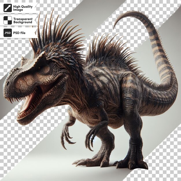 PSD dinozaur tyrannosaurus rex na przezroczystym tle z edytowalną warstwą maski