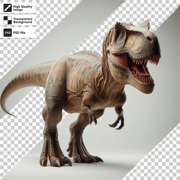 PSD dinozaur tyrannosaurus rex na przezroczystym tle z edytowalną warstwą maski