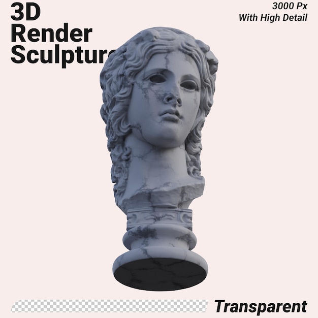 PSD dionysus statue 3d renders isolated perfect for your design