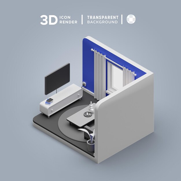 PSD 디오라마 식당 3d 일러스트레이션 렌더링 3d 아이콘 색상 고립