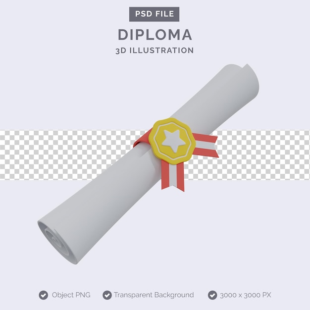 PSD diploma 3d illustrazione