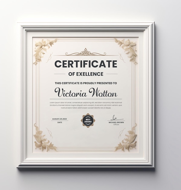 Diploma certificate template realistic frame