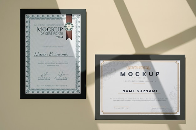 PSD diploma frame mockup design