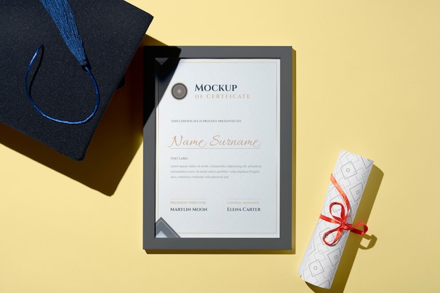 PSD diploma frame mockup ontwerp