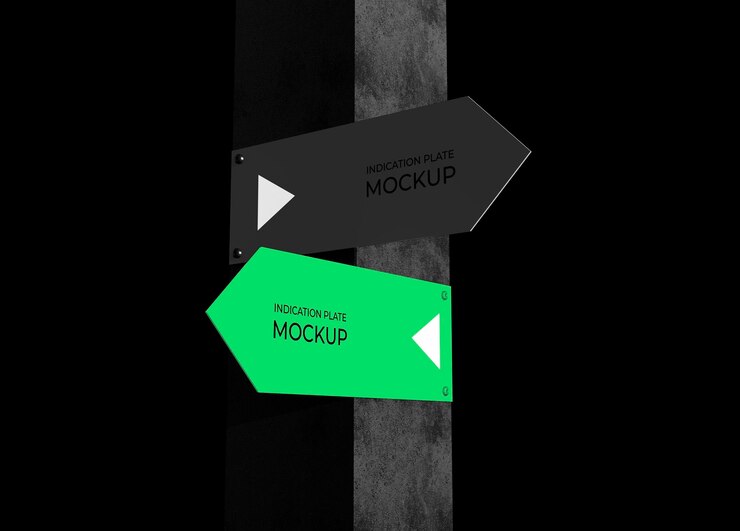PSD direction sign mockup customizable psd road sign design