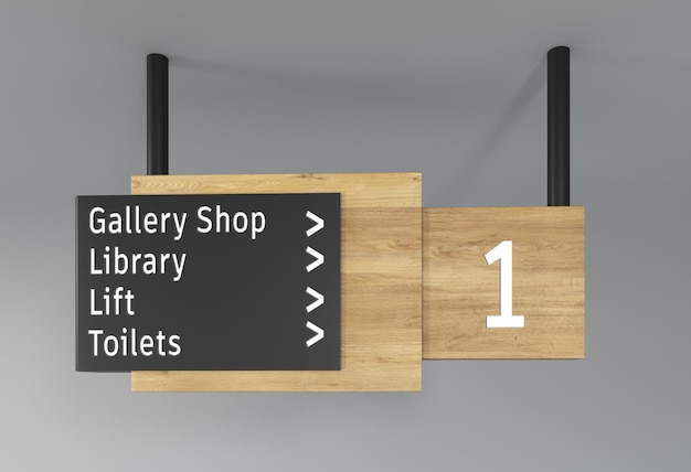 Directional indoor signage mockup