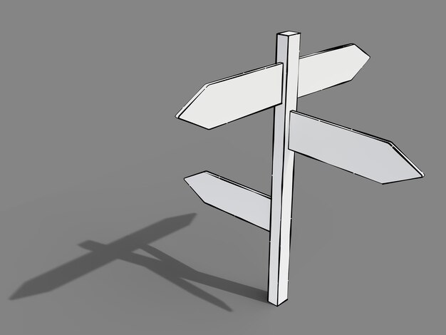 Directional road sign mockup3d rendering