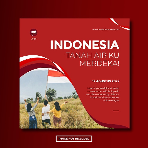 PSD dirgahayu indonesia national day instagram post social media template