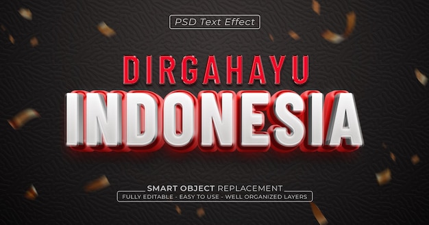 dirgahayu indonesia text editable 3d style text effect