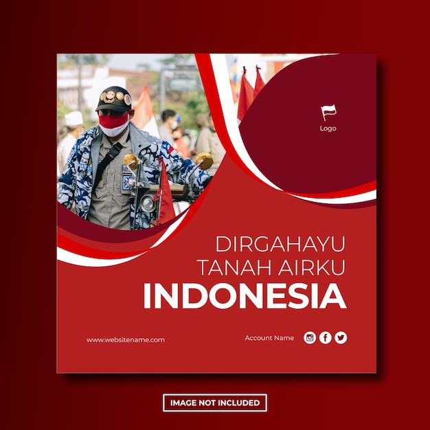 Dirgahayu indonesië nationale dag instagram post social media sjabloon