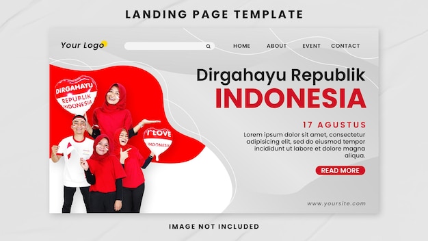 PSD pagina di destinazione indonesiana della repubblica dirgahayu con foto