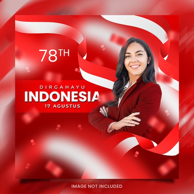 PSD dirgahayu republik indonesia 78th banner template design quadrato modificabile photoshop
