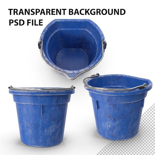 PSD dirty blue bucket png