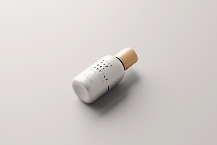 PSD disc top cap bottle mockup