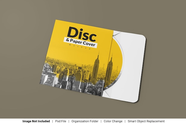 Disco con mockup di copertina di carta