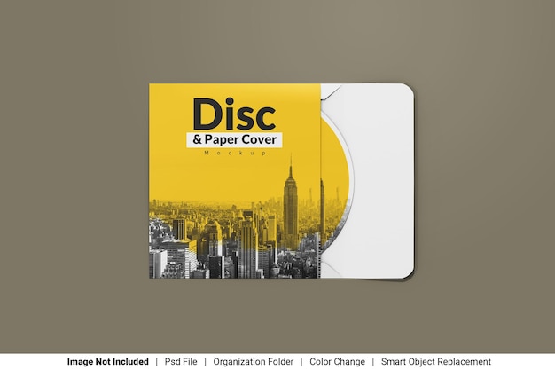 Disco con mockup di copertina di carta