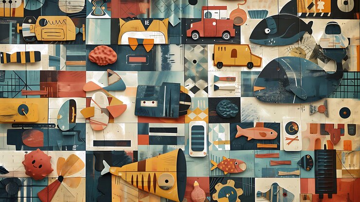 PSD discarded childrens toys with colorful and faded textures an creative texture background designs