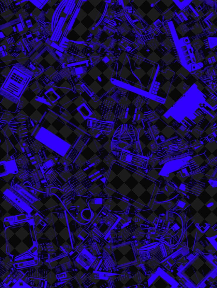 PSD discarded computer parts with circuit board textures and tec creative texture background designs