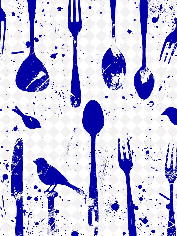 PSD discarded utensils with stained and greasy textures and bird creative texture background designs