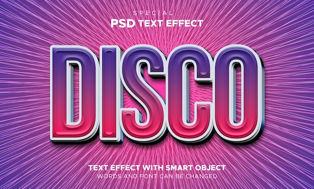 Смарт-объект шаблона редактируемого текстового эффекта disco 3d