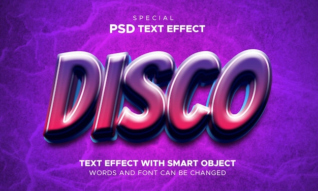 Disco 3D edytowalny szablon efektu tekstowego inteligentny obiekt