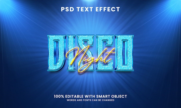 PSD modello di effetto testo in stile discoteca notte 3d