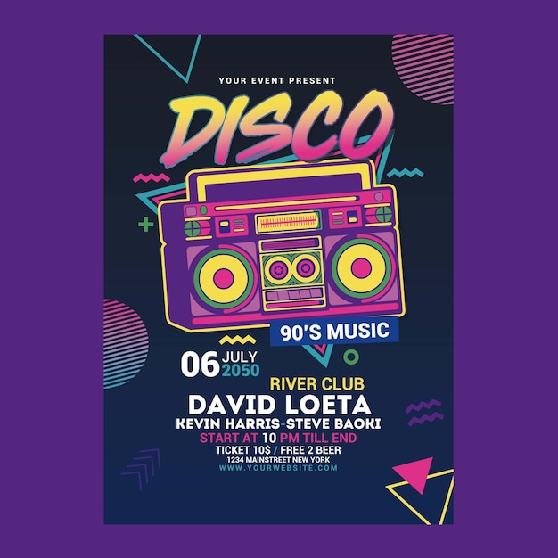 PSD disco retro music party