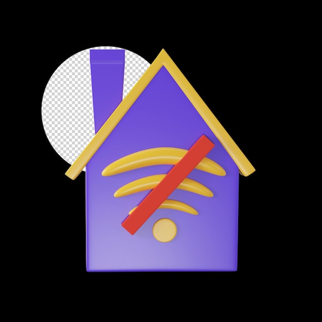 Disconnect home 3d icon over black background