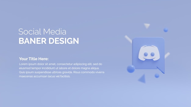 Discord 로고 최소한의 심플한 디자인 3d 렌더링의 소셜 미디어 배너