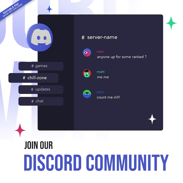 Дизайн промо-баннера discord server mockup