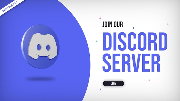 PSD discord server promo banner with 3d style icon