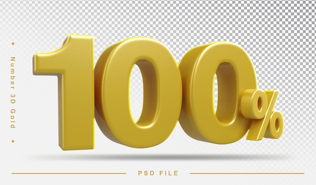 PSD sconto 100 percento elemento dorato 3d