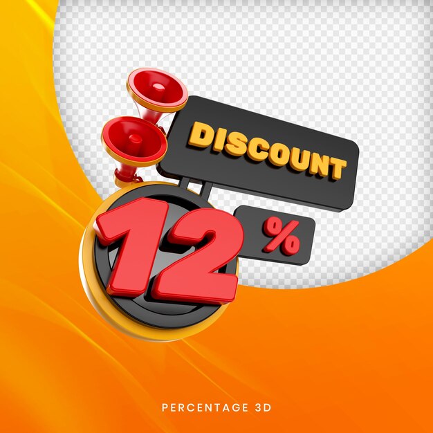 PSD sconto del 12% banner 3d premium psd