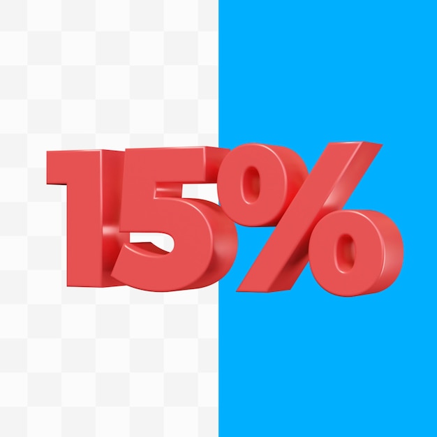 15% 할인 3d 렌더링