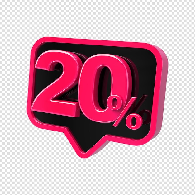 Sconto del 20 percento di rendering 3d