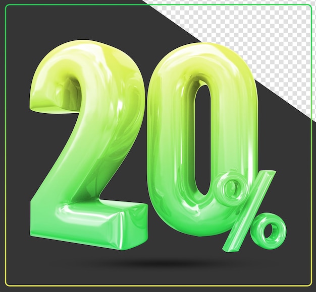 할인 20% 숫자 3d